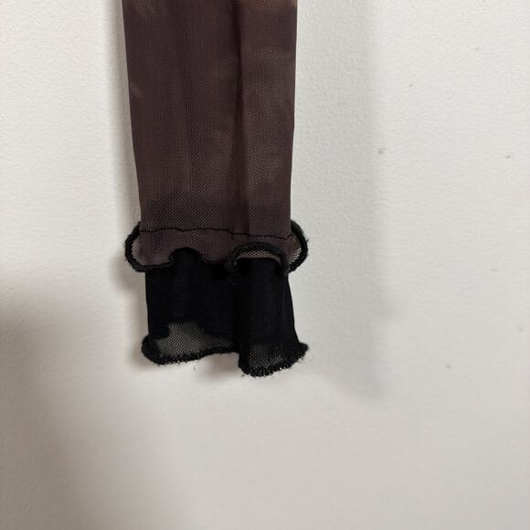 Urban Outfitters Mesh Sheer Lace Layering Top Shirt Fitted Large Stretchy Fall - Picture 8 of 9